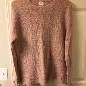 Ruffle sleeve pink sweater